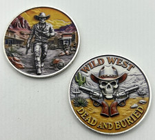 Wild West Cowboy Skull "Dead & Buried" 3D Collectible Commemorative Coin Medal