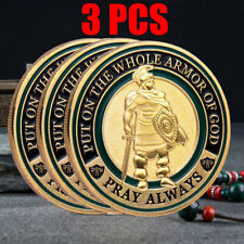 3 x Put On the Whole Armor Of God Commemorative Collection Challenge Coins Gift picture