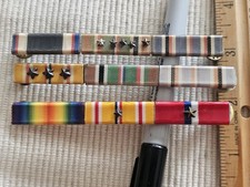 WWII US Army Europe & Pacific Service Narrow Wolf Brown Ribbon Bar Set L@@K