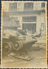 WWII Berlin 1945 Photo Destroyed Soviet T-34 Tank Buromaschinen Battle of Berlin