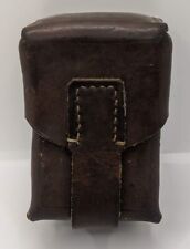 Vintage Brown Thick Leather Military Ammo Cartridge Holder Belt Pouch picture