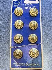 Vintage Gemsco Military Uniform Buttons Set Of 8 Eagle Gold Tone New on Card picture