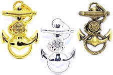 US Coast Guard Anchor Cap Hat Badge Screw Back USCG Pin Naval Insignia 3 PCS SET