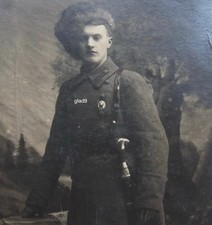 Russia Civil War Red Army Commander with Badge Sword Original Photo RARE