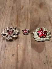 Russian Pilotka Ushanka Hat Pins Soviet USSR Pin Cockade, 3 types picture