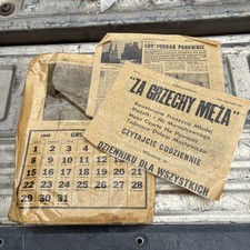 WW2 Era Vintage Original Polish Newspaper 1946 1945 Laminated Paper