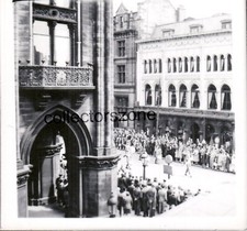 1950's British Army Band Marching  Unidentified Town Photo 2.25x2.25 In v3