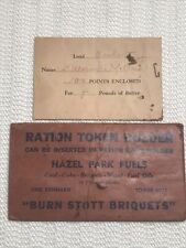 WWII WW2 Lot of 2 War Ration Token Holder Envelopes Burn Stott Briquets RARE picture