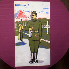 1970s Soviet Russian USSR Red Army SOLIDER GUARD w/ a GUN Painting Poster RUSSIA picture
