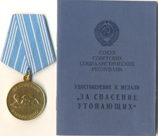 Soviet russian  Banner order red Medal star rescue of drowning Document  (#2305)