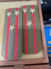 Vintage USSR Soviet Army Colonel Shoulder Boards 3 Star Red Stripe Epaulettes Pa
