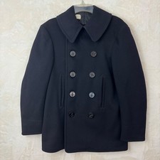Vintage 1940s Naval Clothing Factory WWII US Peacoat Wool Mens 36 Navy Military