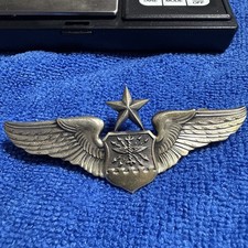 Vtg NS Meyer Sterling Silver Senior Navigator Wings USAF Pilot Badge 22M Vietnam