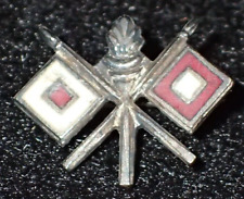 WW2 US Army Signal Flag WigWag Flags Lapel Pin Enamel Screw Back, Small Sterling picture