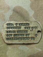 WWII US Army Brass Dog Tag George T Keller T43-44 Hollidaysburg PA Catholic WW2 picture