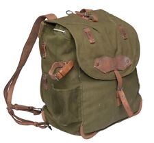 Romanian Military Bread Bag Backpack Retro Pack Canvas Leather Rucksack 1970s picture