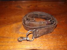 Hungarian military very used brown leather rifle sling with clip on end dirty picture