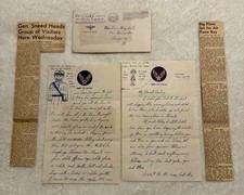 WWII Army Air Forces Letter 1945 Keesler Field Envelope & Air Force Day Clipping