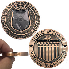 JJ-019 Smugglers Beware Vintage U.S. Customs Patrol Inspector Large Copper Chall picture
