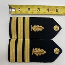 U.S. Military Navy Commander Medical Service Dress Bullion Shoulder Board Pair