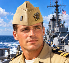NAVAL OFFICER’S OVERSEAS CAP W/ BADGE