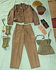 WWII Uniform ** Ike Jacket 34L * Pants W30/L31 * 3 Hats * Ditty Bag * Gaiters * picture