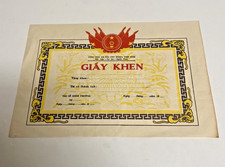 North Vietnam Letter Of Commendation GIAY KHEN Blank