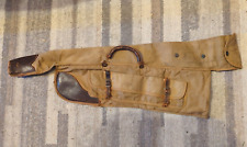 Vintage Old Military Canvas/Cloth w/Leather Ends Gun Case w/Pocket, Broke Handle picture