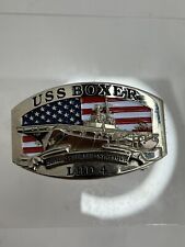 US Navy USS Boxer LHD-4 Silver Toned Belt Buckle picture