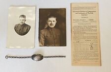 WW1 US Army Sergeant Silver ID Bracelet Photo Postcard War Risk Insurance Lot picture