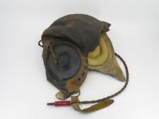 WWII Army Air Forces Type A-11 Leather Helmet Size Medium w/ Headphone Receivers picture