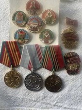 USSR Soviet 11 Medals And Pins 1970-80 Ss