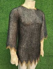 Chainmail Shirt with brass zig zag border 9 MM Flat Ring Dome Rivet usable item picture