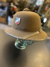 WW2 Original German Pith Helmet RARE with Shield insignia hat headgear WWII picture