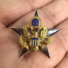 Vintage U.S. Army Officer's Eagle Crest Star S-21 Pin-back Gold/Silver-Tone