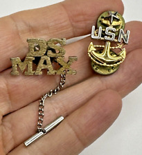 US Navy Senior Chief Petty Sterling Silver Pin DS MAX Set Tie Tack Military picture