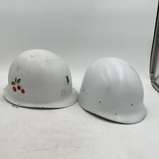 Vtg WW2 M1 Helmet W/ Liner White Painted 