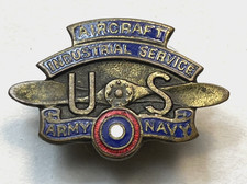 Antique WW1 ARMY NAVY US AIR SERVICE Aircraft INDUSTRIAL WORKER Enamel PIN Badge