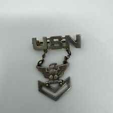 Vintage sterling USN US Navy pin 2 Piece Dangling Eagle picture