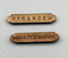 WWI Victory Medal Army France & Defensive Sector Campaign Bars - RARE DRESS SIZE