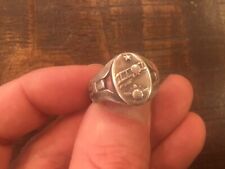 ORIGINAL RARE WWI US USAS PILOT STERLING RING AIRPLANE / WINGED SIGNAL FLAGS picture