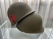 WW2 Korean War 7th ID M1 Helmet Schlueter Rear Seam with Liner picture