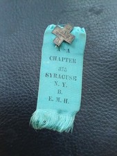 Antique Civil War Era Silver Badge & Ribbon Syracuse NY Mystery Medallion