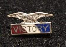 Vtg Original Sterling WWI US VICTORY Patriotic Red White & Blue Enamel Badge