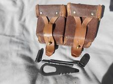 VINTAGE RUSSIAN MILITARY MOSIN NAGANT LEATHER AMMO BELT POUCHES WITH TOOLS picture
