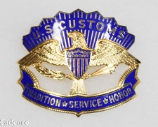 US Vietnam Customs Service Visor Hat Cap Badge Screw Back Blackinton NICE C85