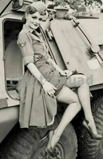 WW2 Picture Photo Pinup Girl seat in a military vehicle 2123 picture