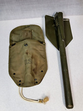Vtg 1945 WW2 US Entrenching Tool Trench Folding Wood Military Shovel W Cover picture