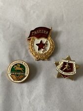 Lot of 3 Soviet Union USSR Pins / Badges Red Navy Athletic Awards CCCP Militaria picture