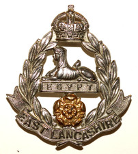 BRITISH MILITARY CAP BADGES,  East Lancashire Cap Badge, WWI